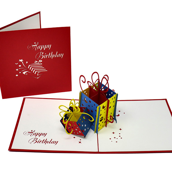 Colourful birthday gifts pop-up card by Olive Tree Cards