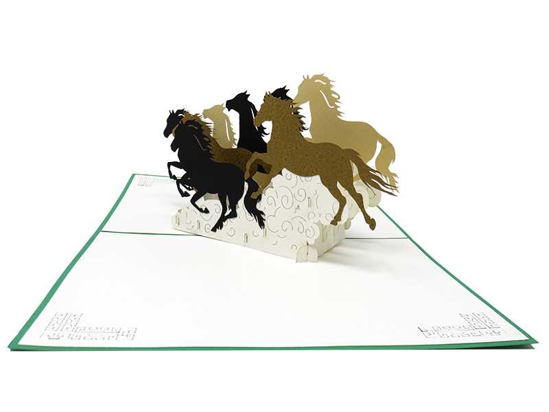 Galloping Wild Horses pop-up card