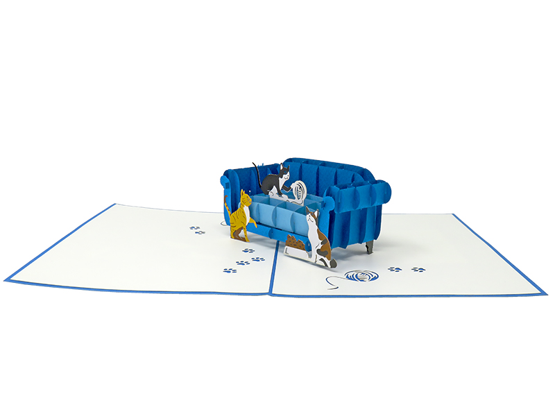 Cats Playing on the Sofa pop-up card