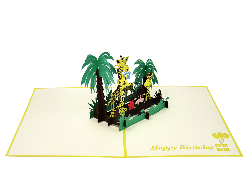 Giraffe Family in the Jungle pop-up card