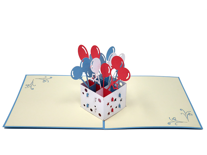 Box of Happy Birthday Balloons pop-up card