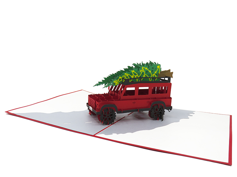 The Land Rover and The Christmas Tree pop-up card