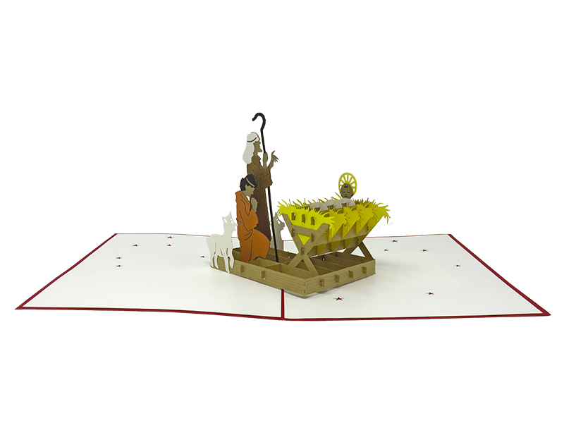Away in a Manger pop-up card