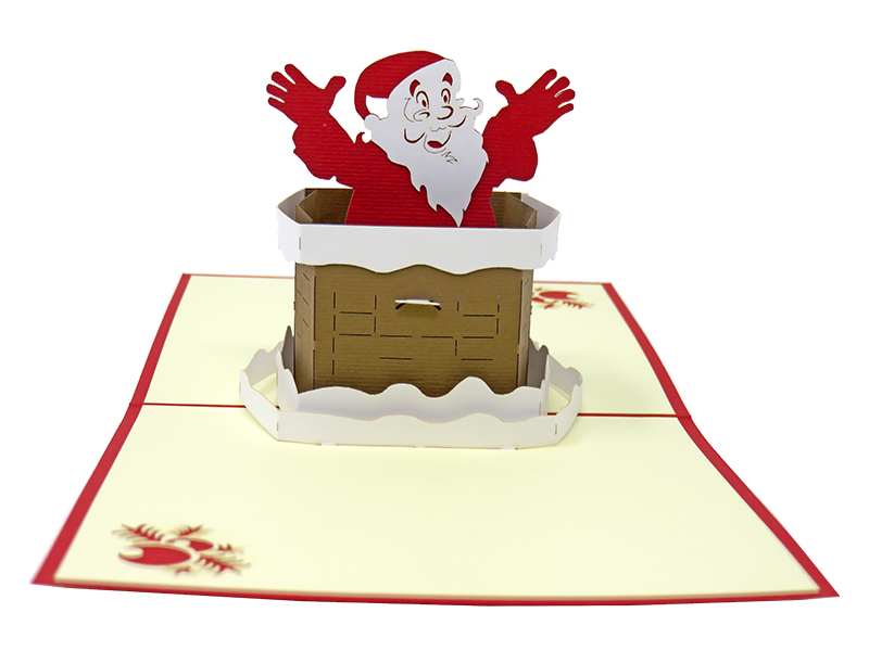 Santa in the Chimney pop-up card