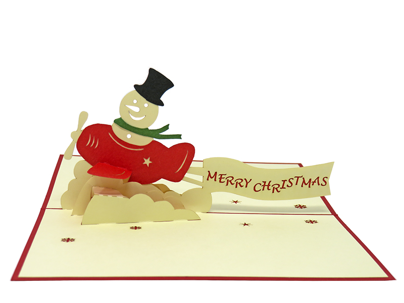 Mr. Snowman in an Aeroplane pop-up card
