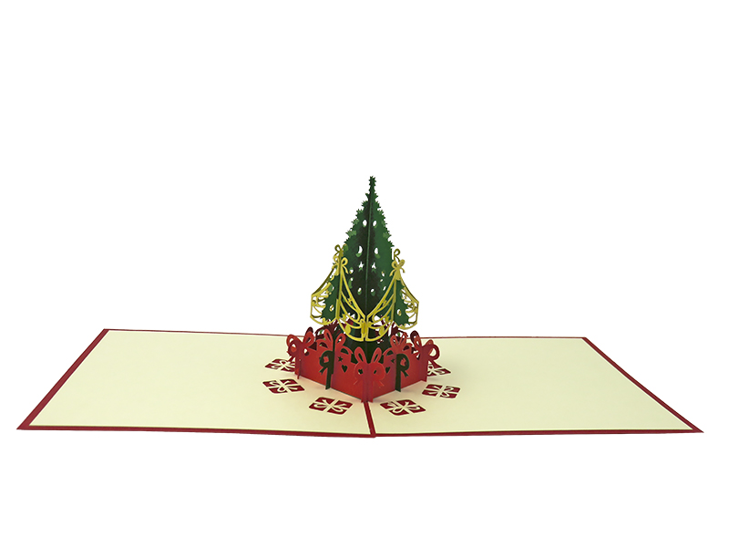 Christmas Tree Surrounded by Gifts pop-up card
