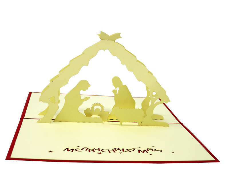 White Christmas Scene pop-up card