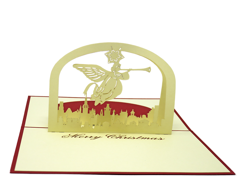 Angel above the City Skyline pop-up card