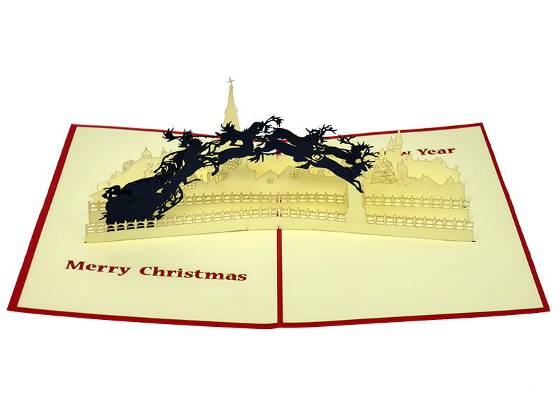 Silhouettes in the Skies of Christmas Eve pop-up card