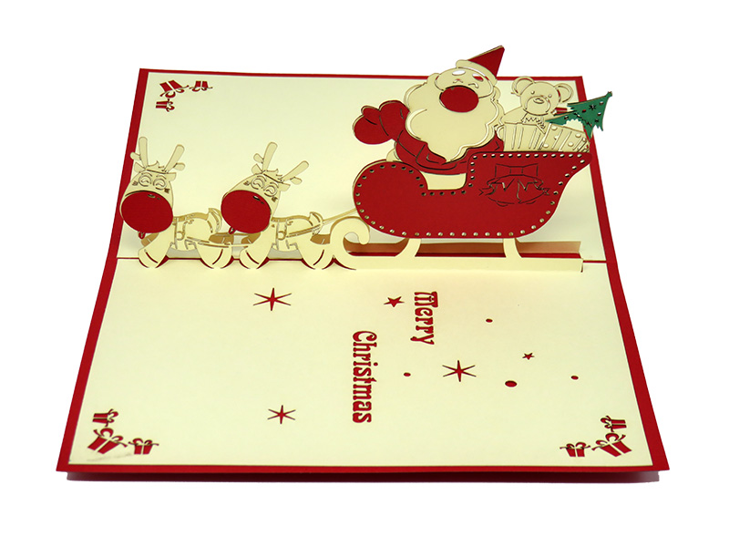 Santa and The Reindeer pop-up card