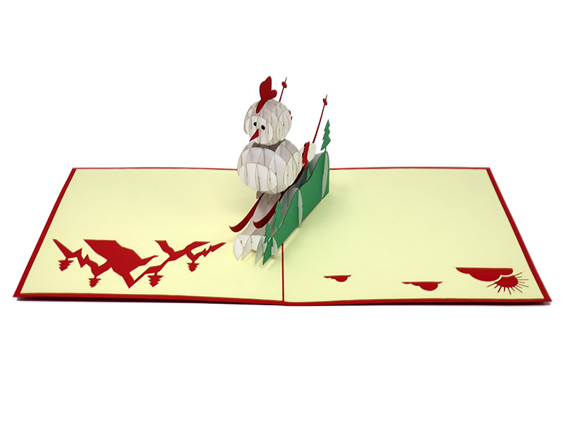 Mr. Snowman Goes Skiing pop-up card