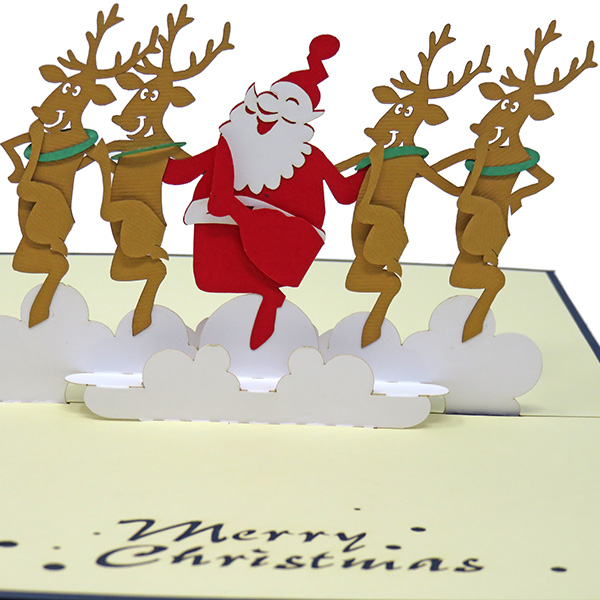 Santa and his Dancing Reindeer pop-up card