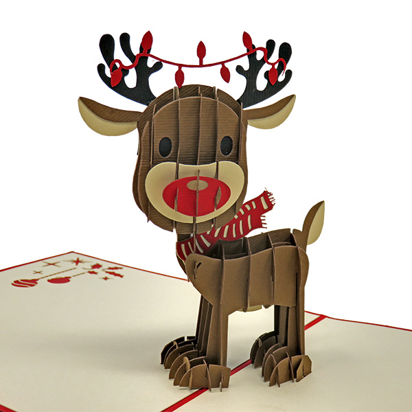 Baby Reindeer and Christmas Lights pop-up card