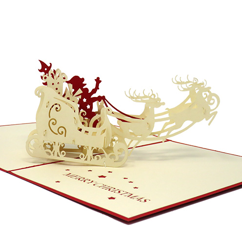 Santa and His Flying Reindeer pop-up card