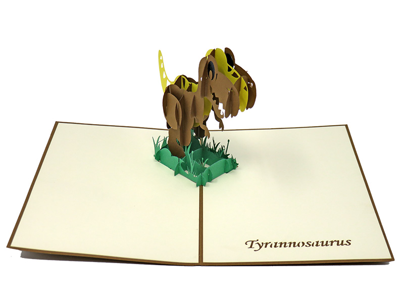 Brown T-Rex Dinosaur pop-up card