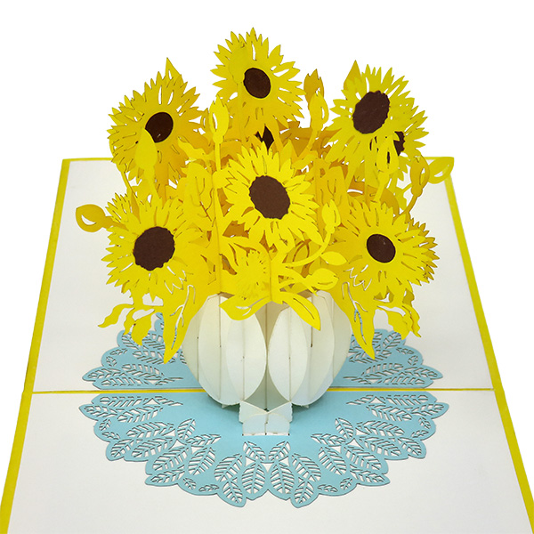 A Vase of Sunflowers pop-up card