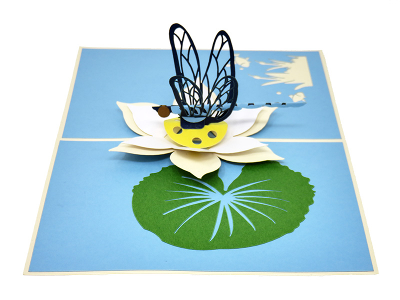 Dragonfly on a Lotus Flower pop-up card