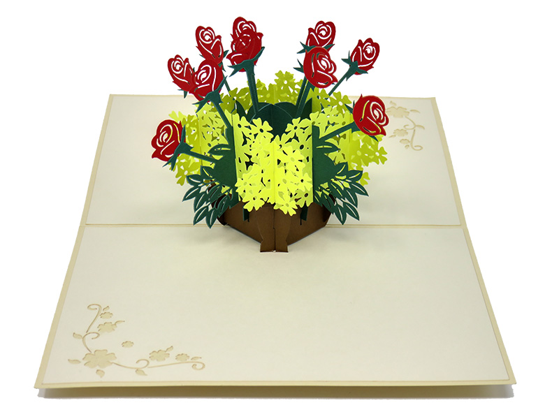 Roses in a Basket pop-up card