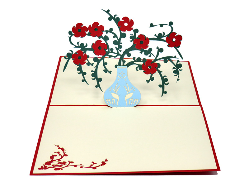 Peach Blossom in a Vase pop-up card