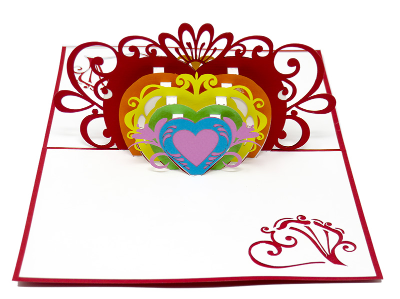 LGBTQ Hearts pop-up card