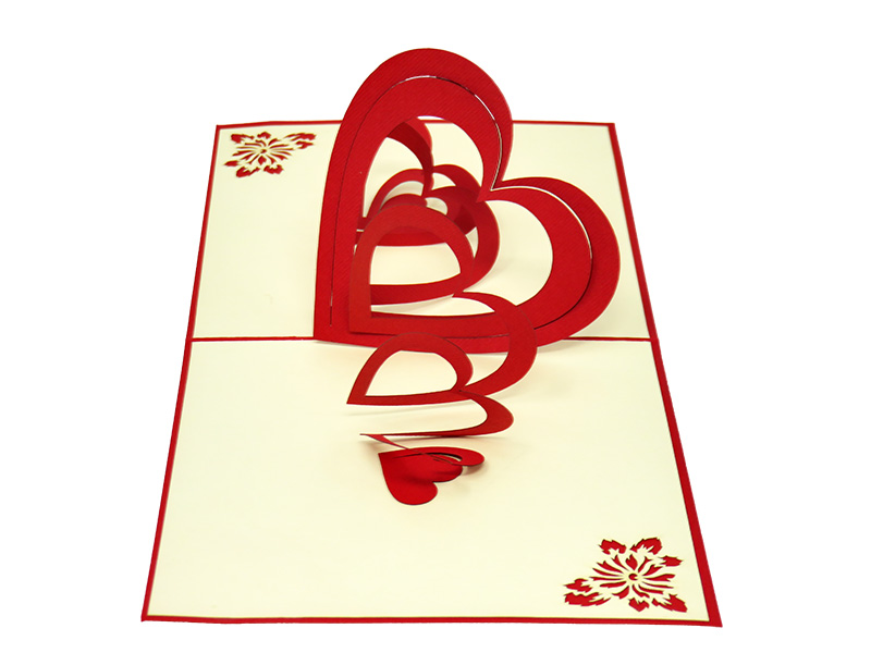Cascading Love Hearts pop-up card