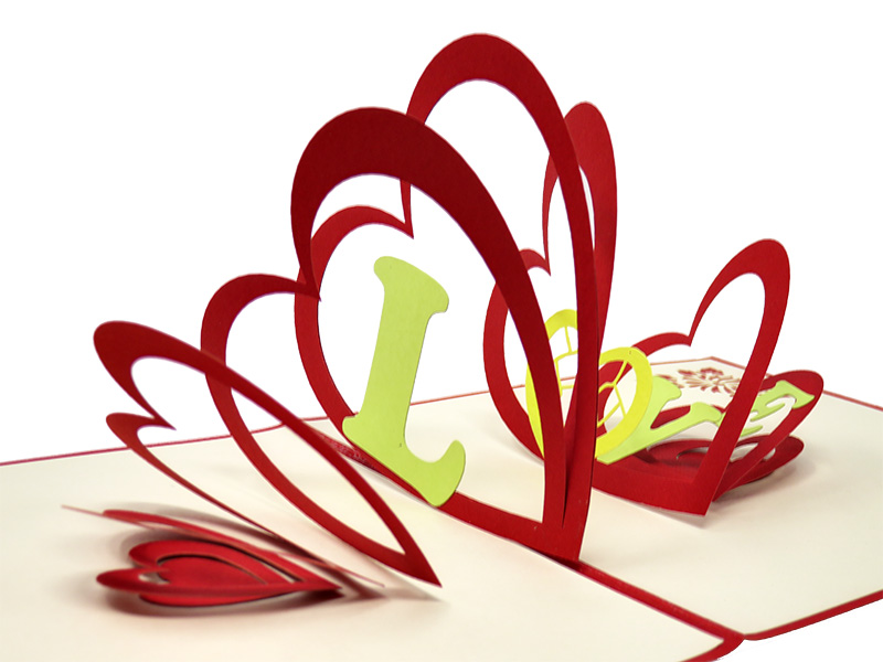 Love Hearts Ribbon pop-up card