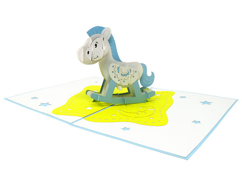 Blue Rocking Horse pop-up card