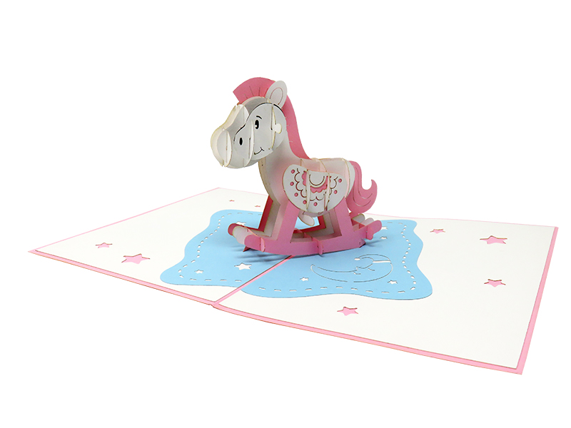 Pink Rocking Horse pop-up card