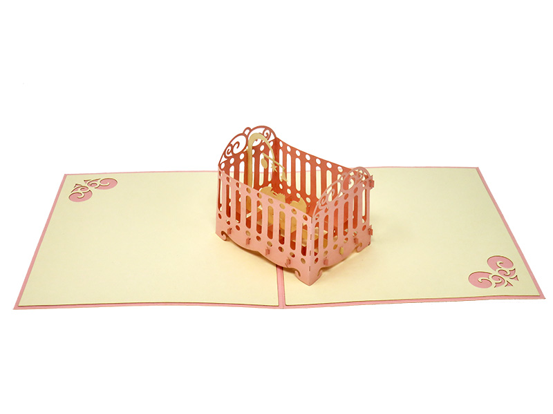 Pink Baby Cradle pop-up card