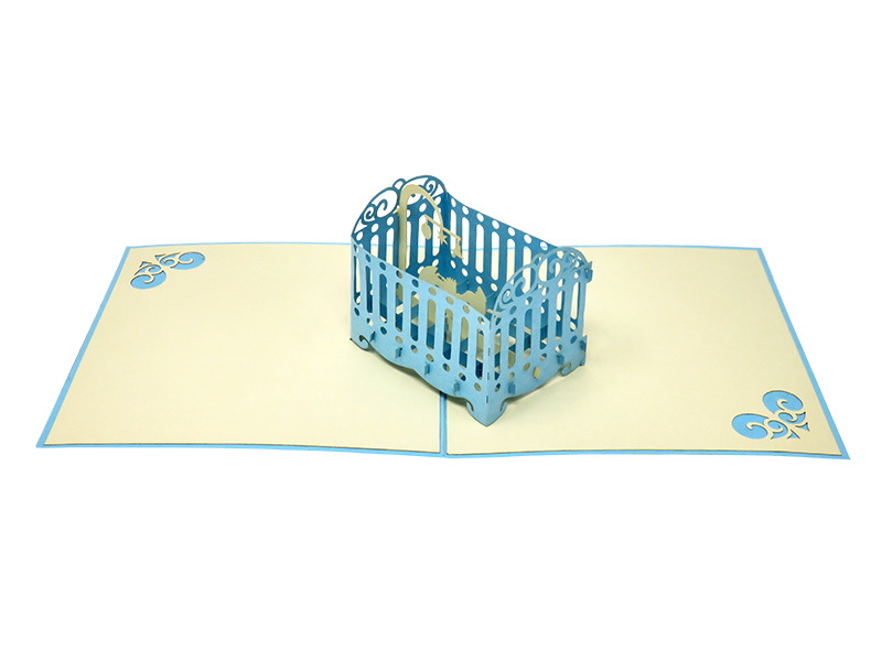 Blue Baby Cradle pop-up card