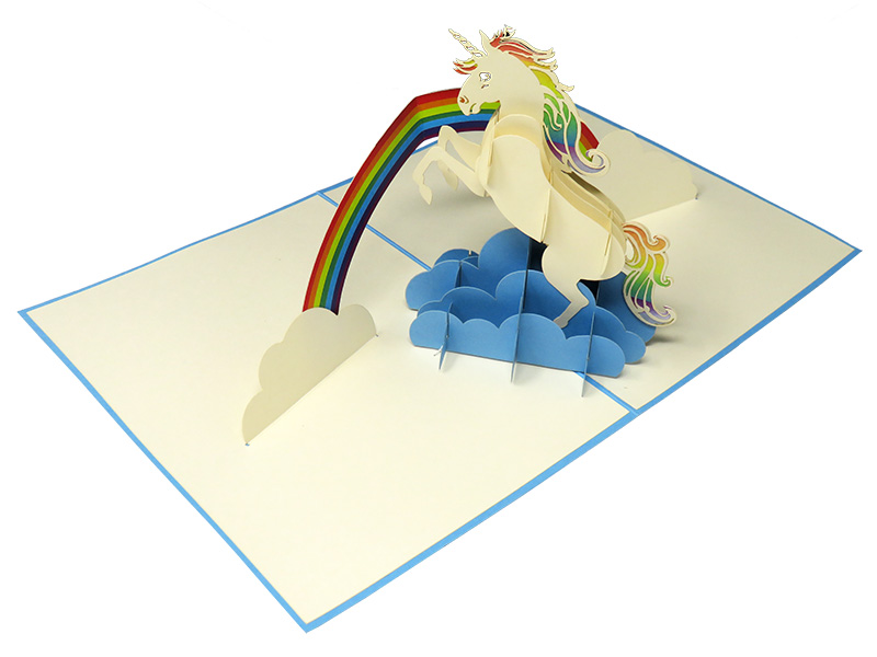 Unicorn Jumping Over the Rainbow pop-up card